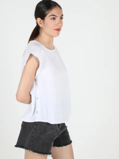 Solada Blusa donna in cotone con bottoni laterali
