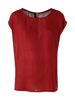 Solada Blusa donna in lino senza maniche - bordeaux