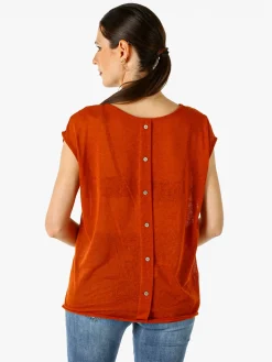 Solada Blusa donna in lino senza maniche - cuoio