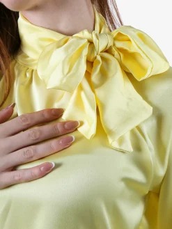 Solada Blusa donna in tessuto simil raso a maniche lunghe - giallo