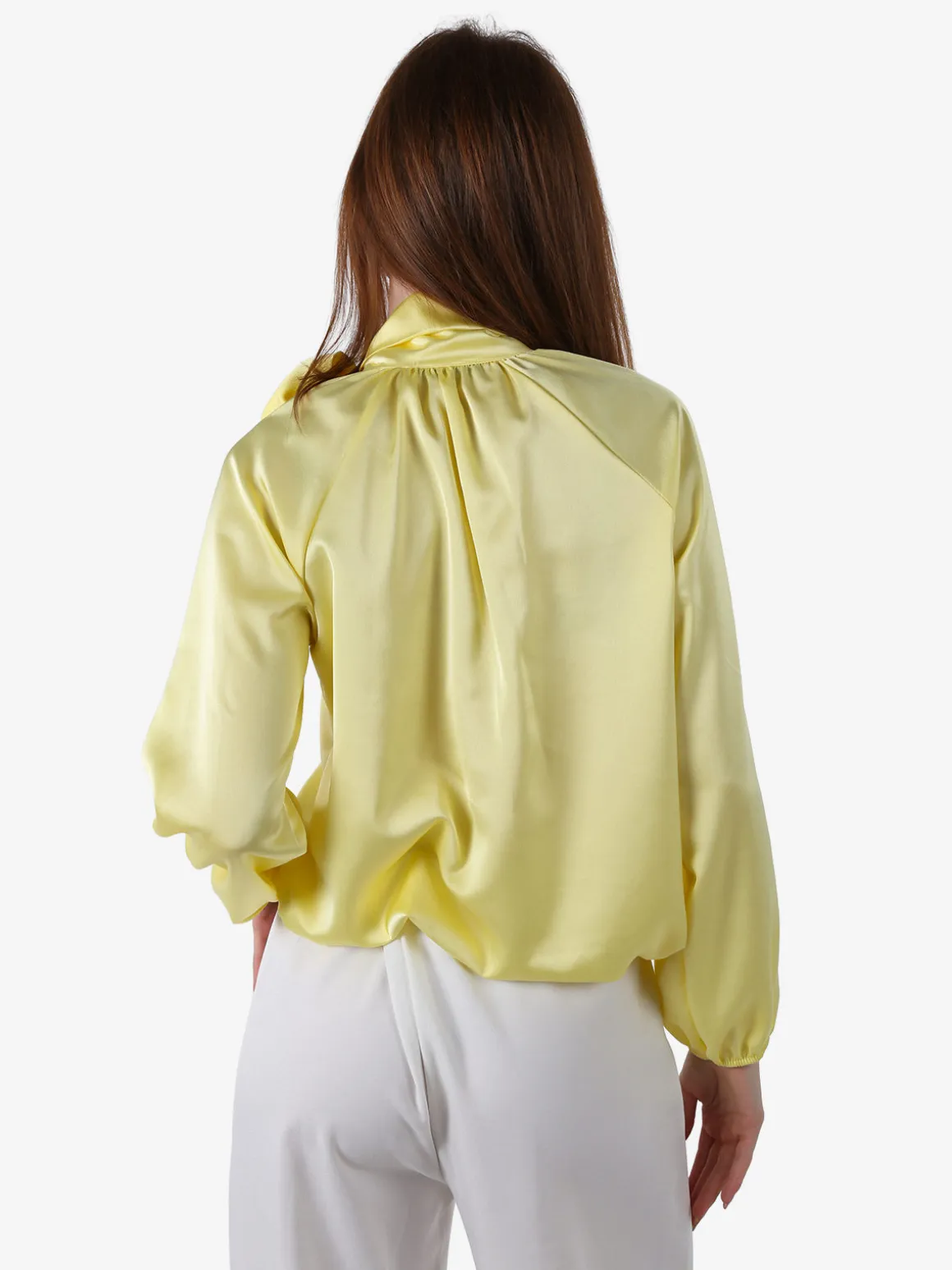 Solada Blusa donna in tessuto simil raso a maniche lunghe - giallo