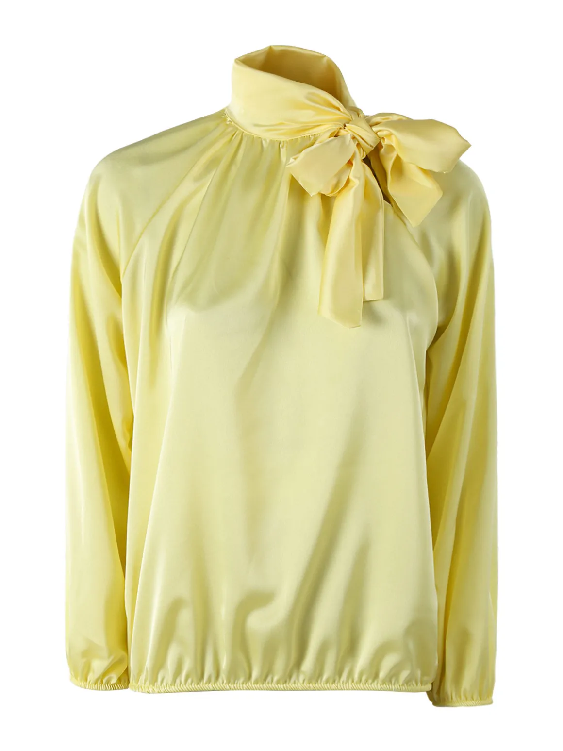 Solada Blusa donna in tessuto simil raso a maniche lunghe - giallo