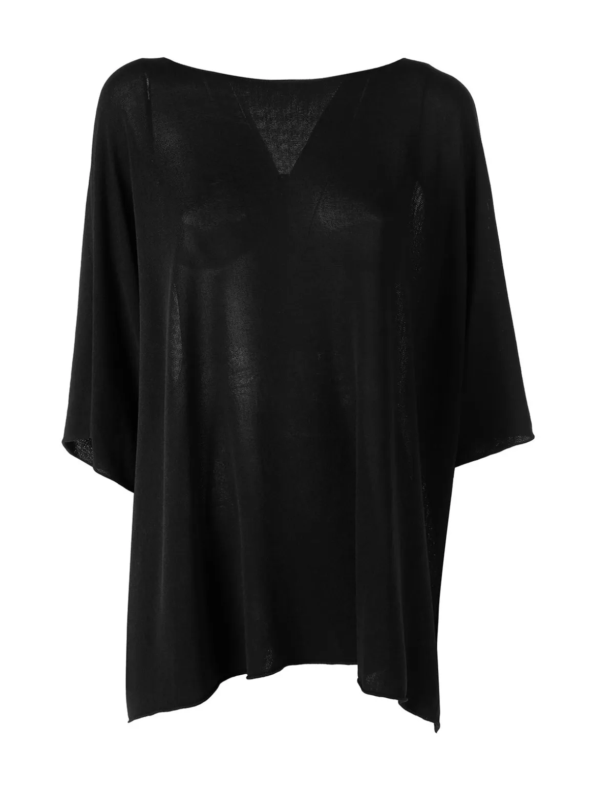 Solada Blusa donna in viscosa con maniche corte a pipistrello - nero