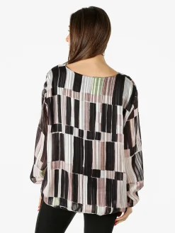 Solada Blusa donna maniche lunghe con strass - nero