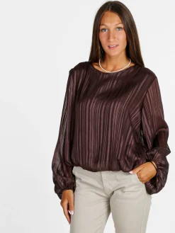 Solada Blusa donna maniche lunghe a palloncino - moro