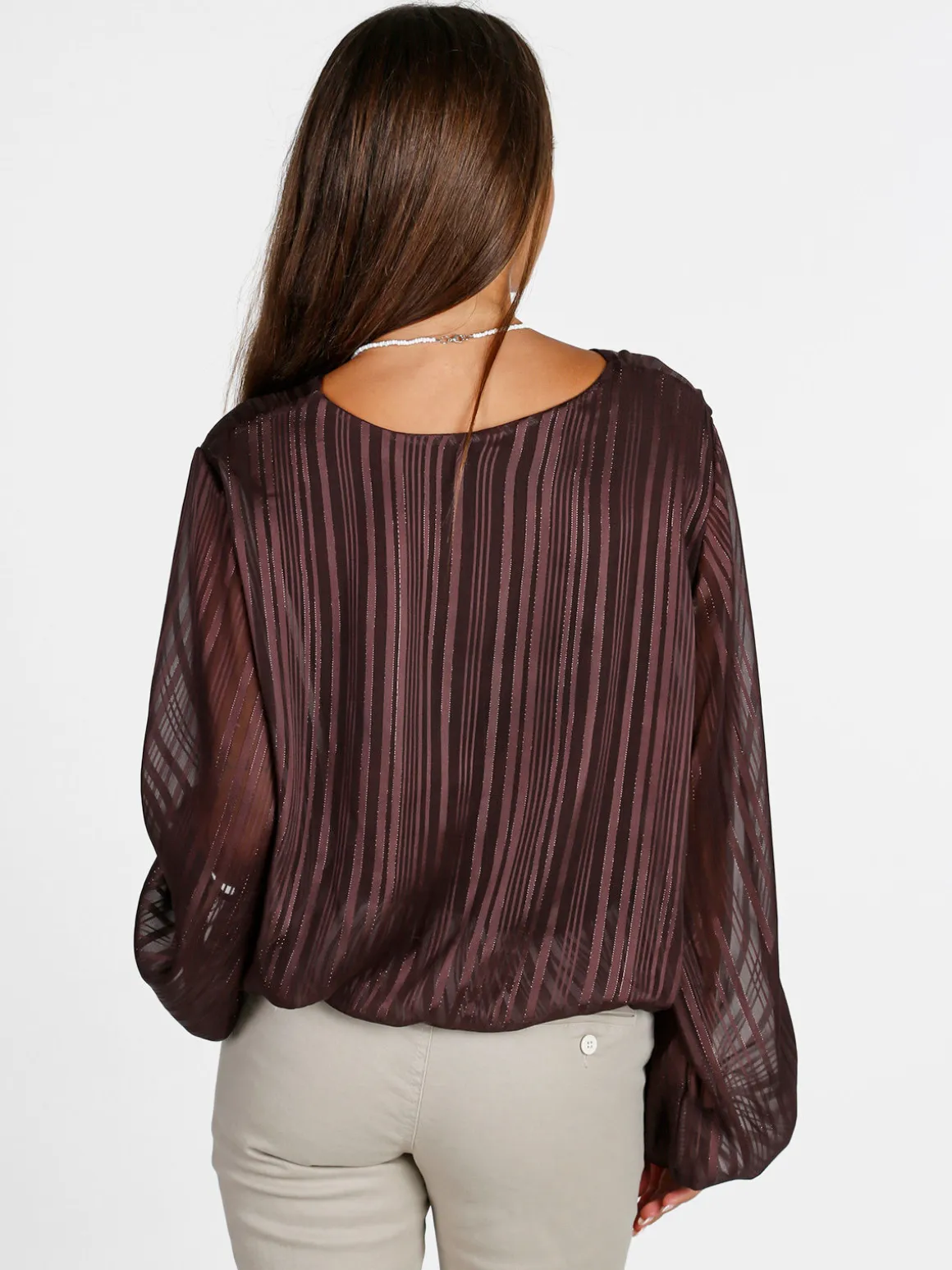 Solada Blusa donna maniche lunghe a palloncino - moro