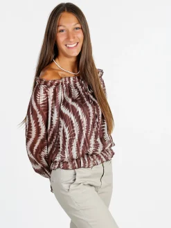 Solada Blusa donna maniche lunghe con scollo a barca - moro