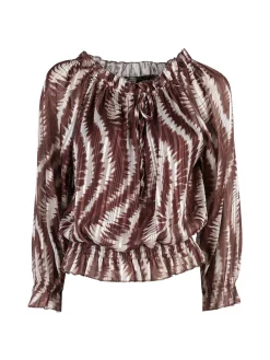 Solada Blusa donna maniche lunghe con scollo a barca - moro