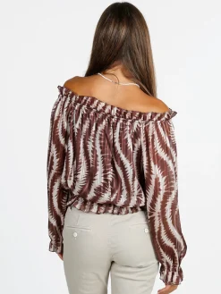 Solada Blusa donna maniche lunghe con scollo a barca - moro