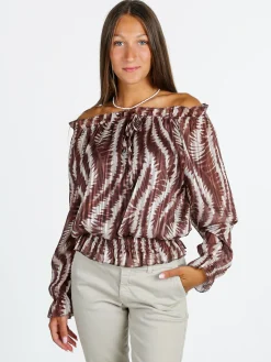 Solada Blusa donna maniche lunghe con scollo a barca - moro