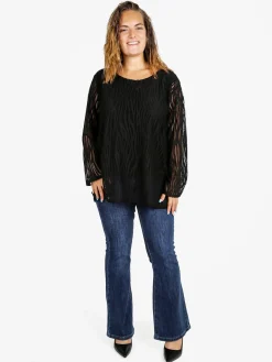 Solada Blusa donna ricamata a maniche lunghe - nero