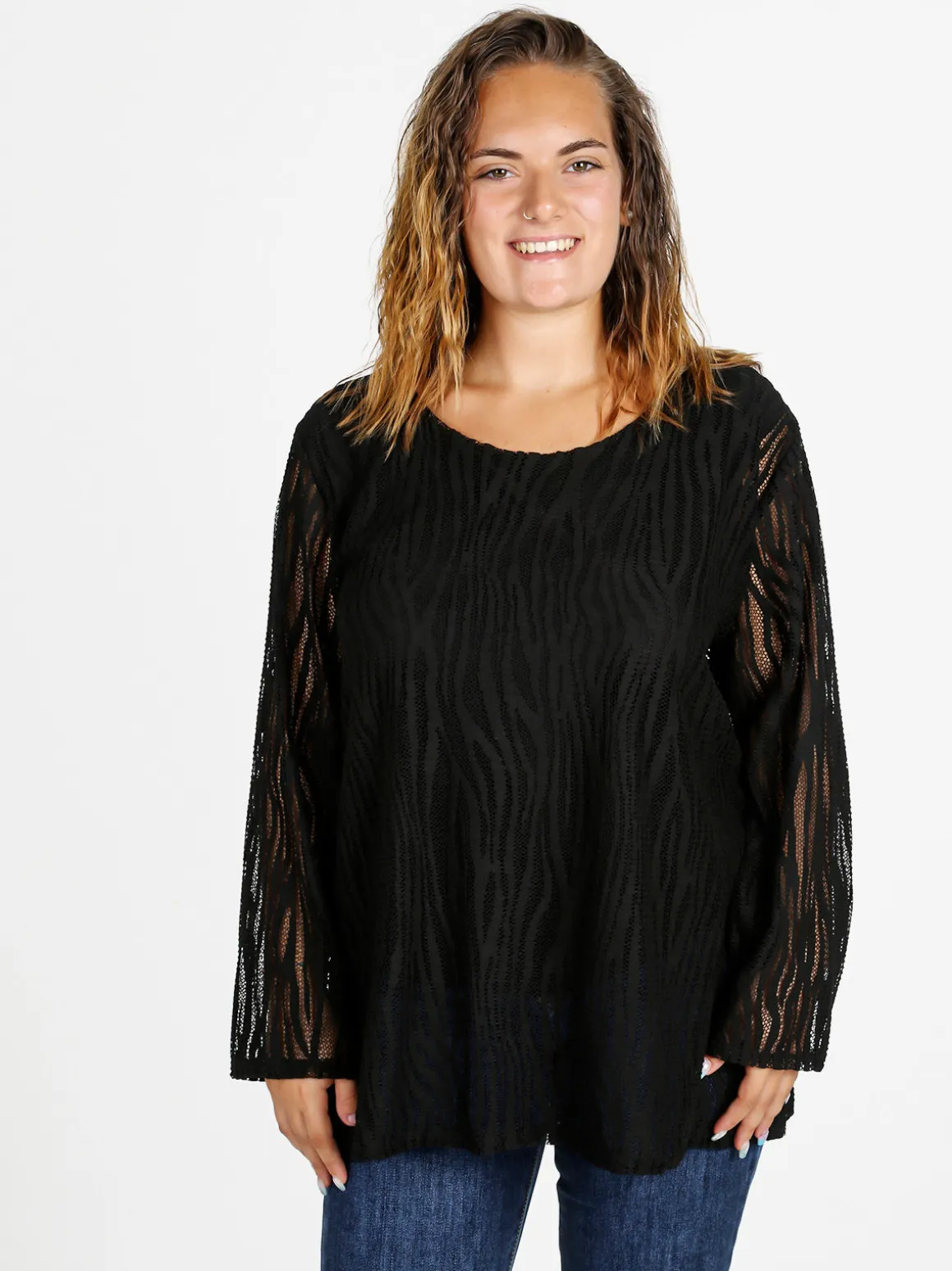 Solada Blusa donna ricamata a maniche lunghe - nero