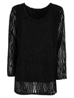 Solada Blusa donna ricamata a maniche lunghe - nero