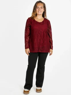 Solada Blusa donna ricamata a maniche lunghe - bordeaux