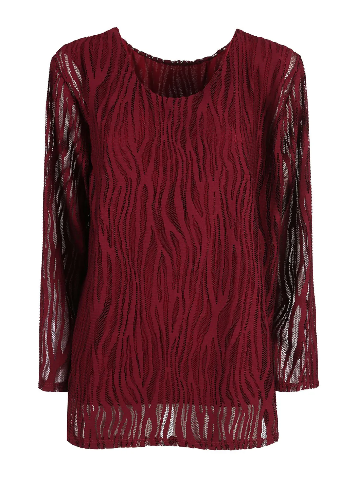 Solada Blusa donna ricamata a maniche lunghe - bordeaux