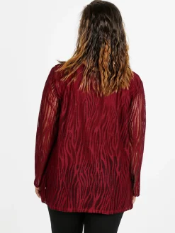 Solada Blusa donna ricamata a maniche lunghe - bordeaux