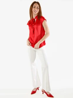 Solada Blusa donna senza maniche con scollo a V profondo - rosso
