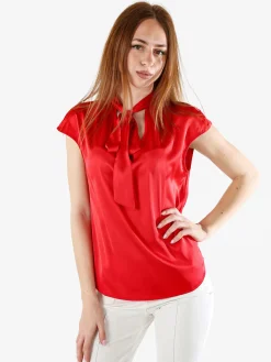 Solada Blusa donna senza maniche con scollo a V profondo - rosso
