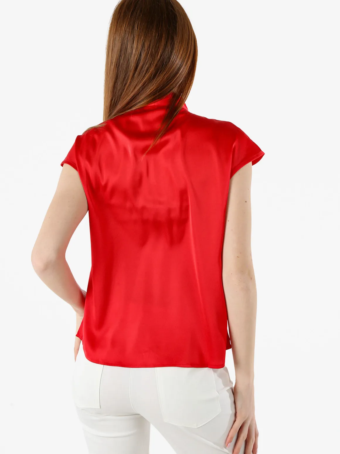 Solada Blusa donna senza maniche con scollo a V profondo - rosso
