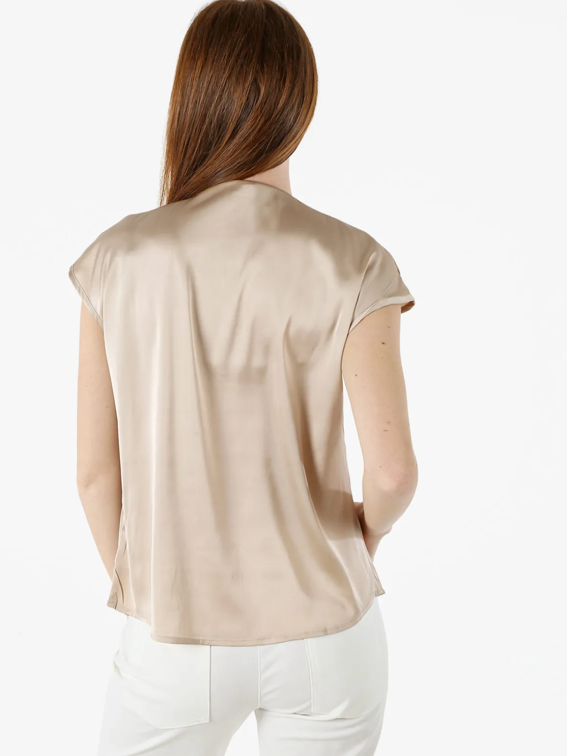 Solada Blusa donna senza maniche con scollo a V profondo - beige