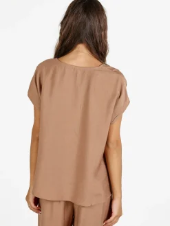 Solada Blusa donna senza maniche con scollo a V - kaki