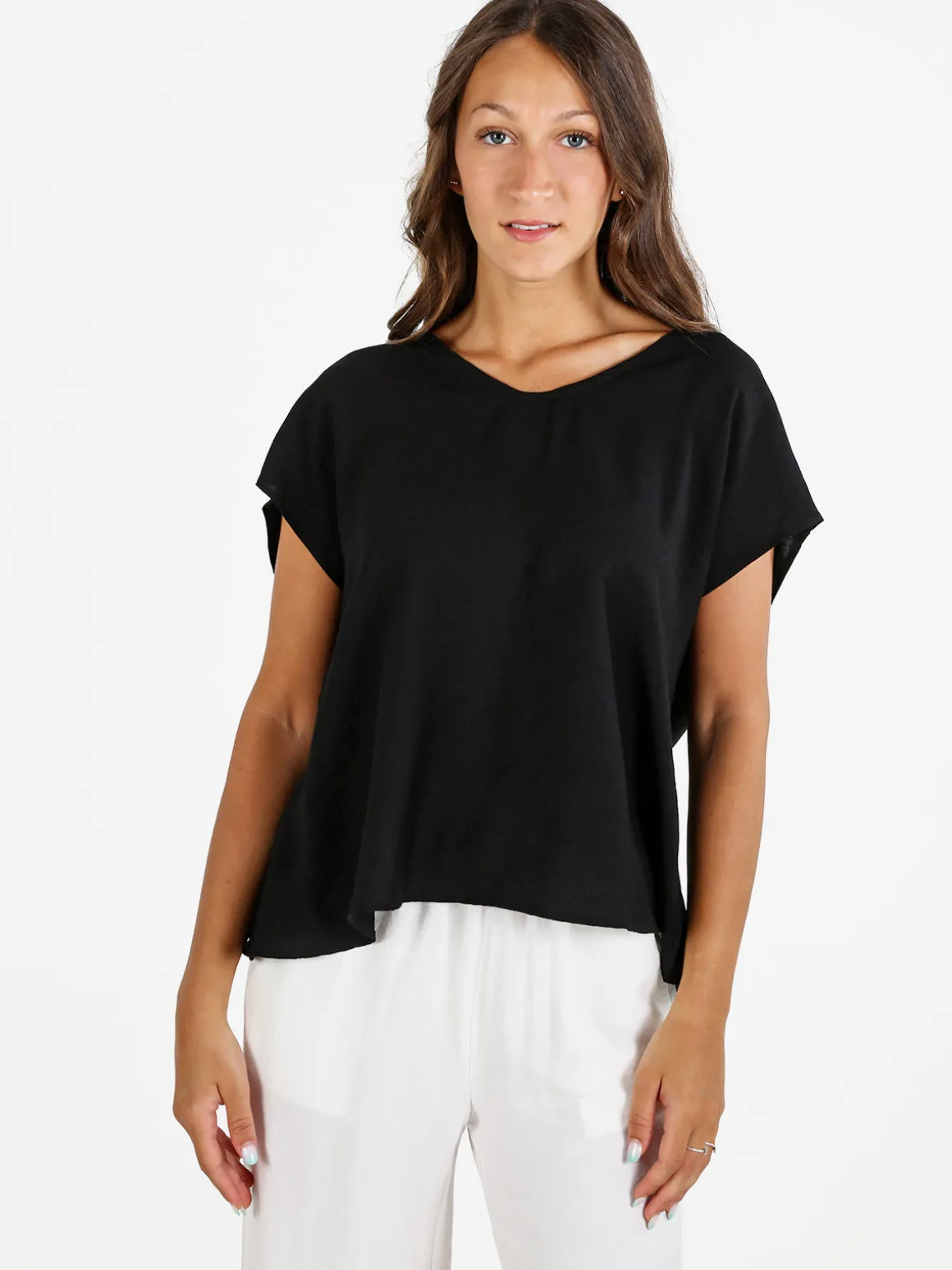 Solada Blusa donna senza maniche con scollo a V - nero