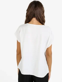 Solada Blusa donna senza maniche con scollo a V - bianco