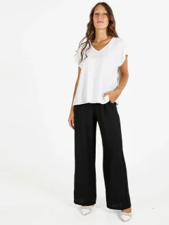 Solada Blusa donna senza maniche con scollo a V - bianco
