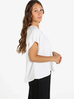 Solada Blusa donna senza maniche con scollo a V - bianco