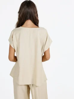 Solada Blusa donna senza maniche con scollo a V - beige
