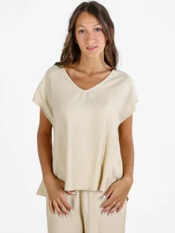 Solada Blusa donna senza maniche con scollo a V - beige
