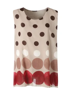Solada Blusa donna smanicata con stampa a pois grossi - marrone