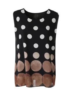 Solada Blusa donna smanicata con stampa a pois grossi - nero