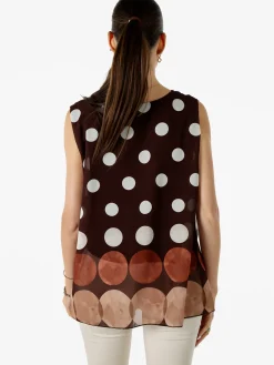 Solada Blusa donna smanicata con stampa a pois grossi - moro