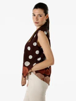 Solada Blusa donna smanicata con stampa a pois grossi - moro