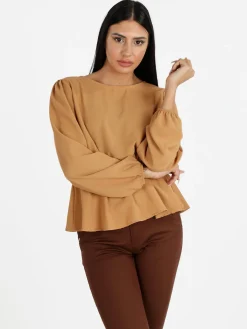 Solada Blusa donna tinta unita a maniche lunghe