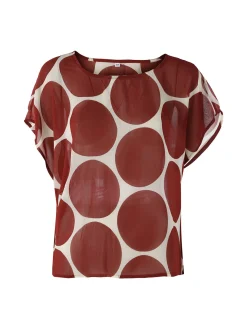 Solada Blusa donna velata senza maniche con stampa a cerchi - cuoio