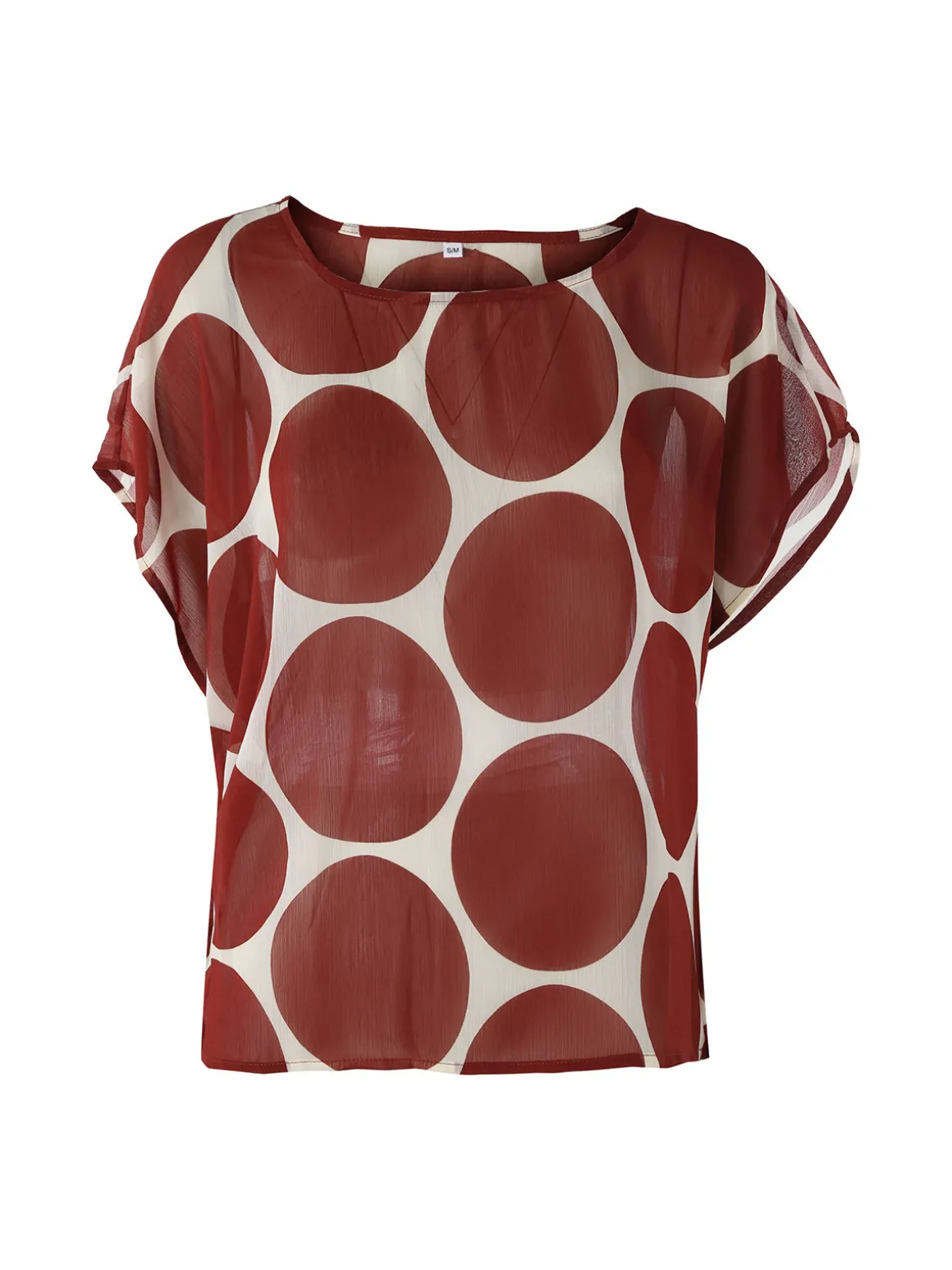 Solada Blusa donna velata senza maniche con stampa a cerchi - cuoio