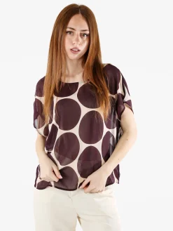 Solada Blusa donna velata senza maniche con stampa a cerchi - viola