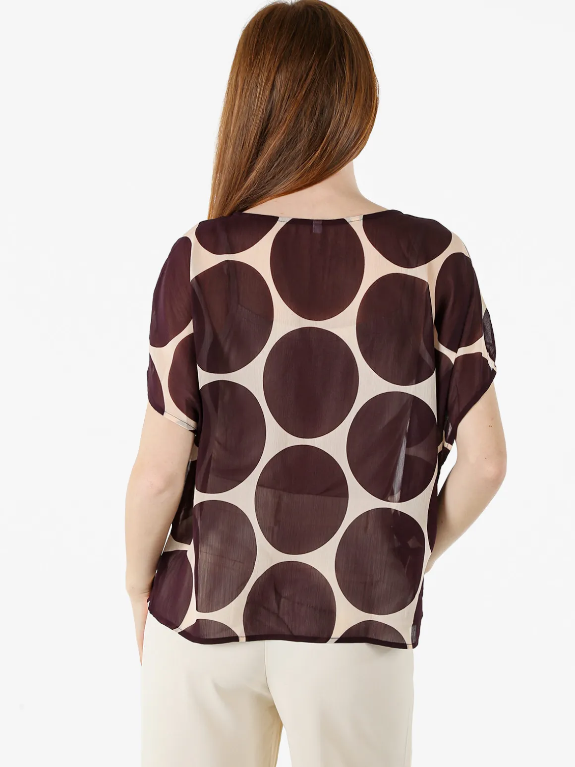 Solada Blusa donna velata senza maniche con stampa a cerchi - viola