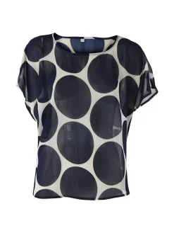 Solada Blusa donna velata senza maniche con stampa a cerchi - blu