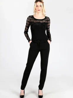 Solada Body con maniche in pizzo e strass