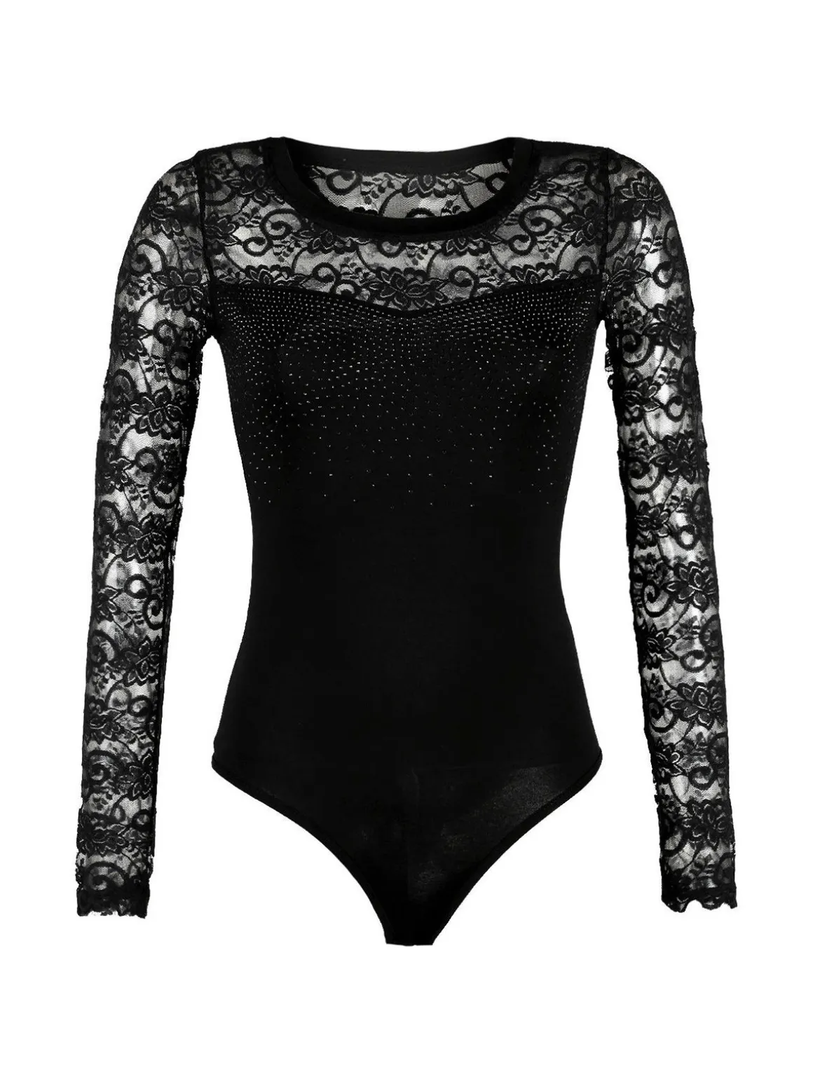 Solada Body con maniche in pizzo e strass