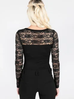Solada Body con maniche in pizzo e strass