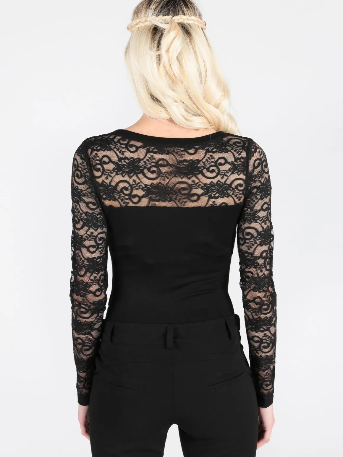 Solada Body con maniche in pizzo e strass