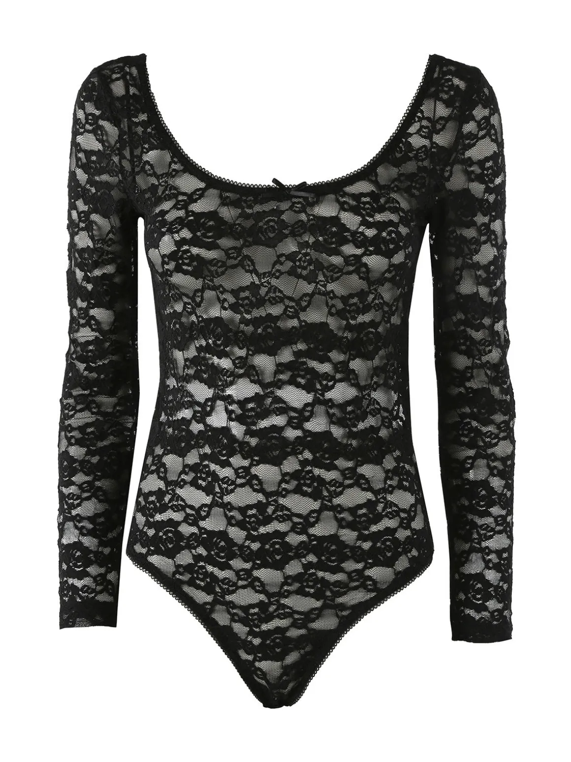 Solada Body donna elegante in pizzo a maniche lunghe - nero