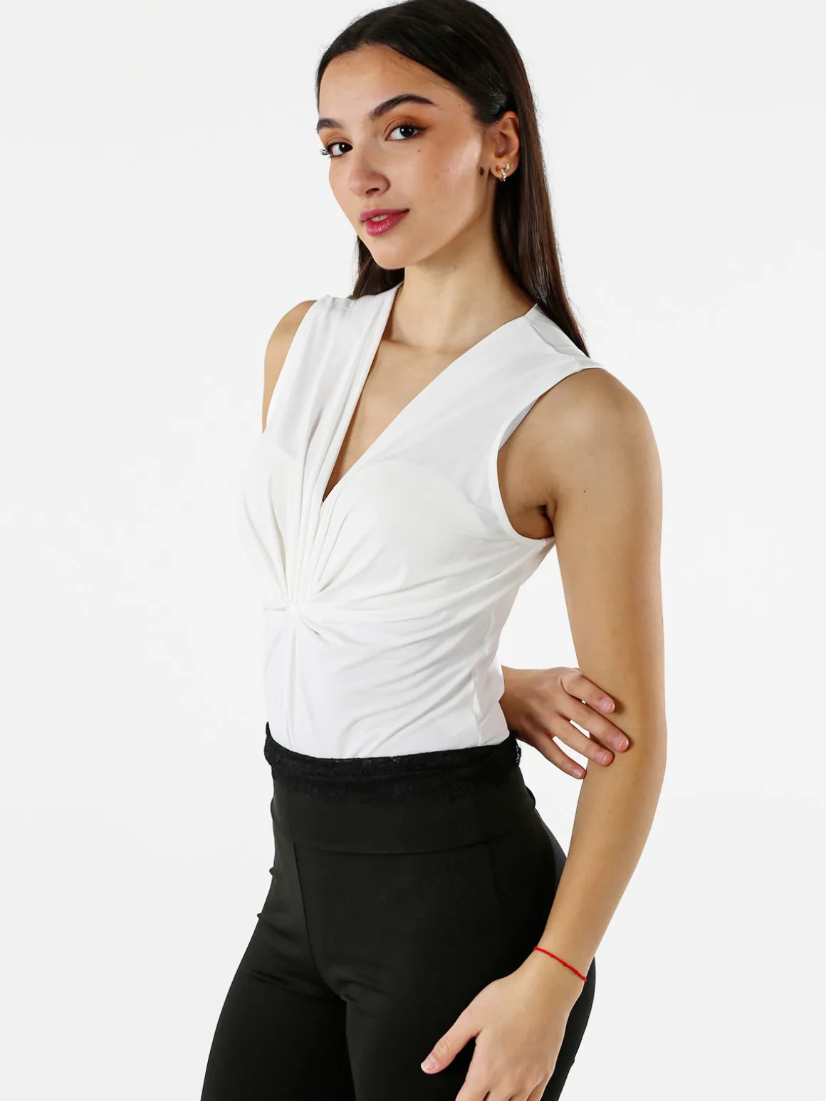 Solada Body donna smanicato con scollo a V - bianco