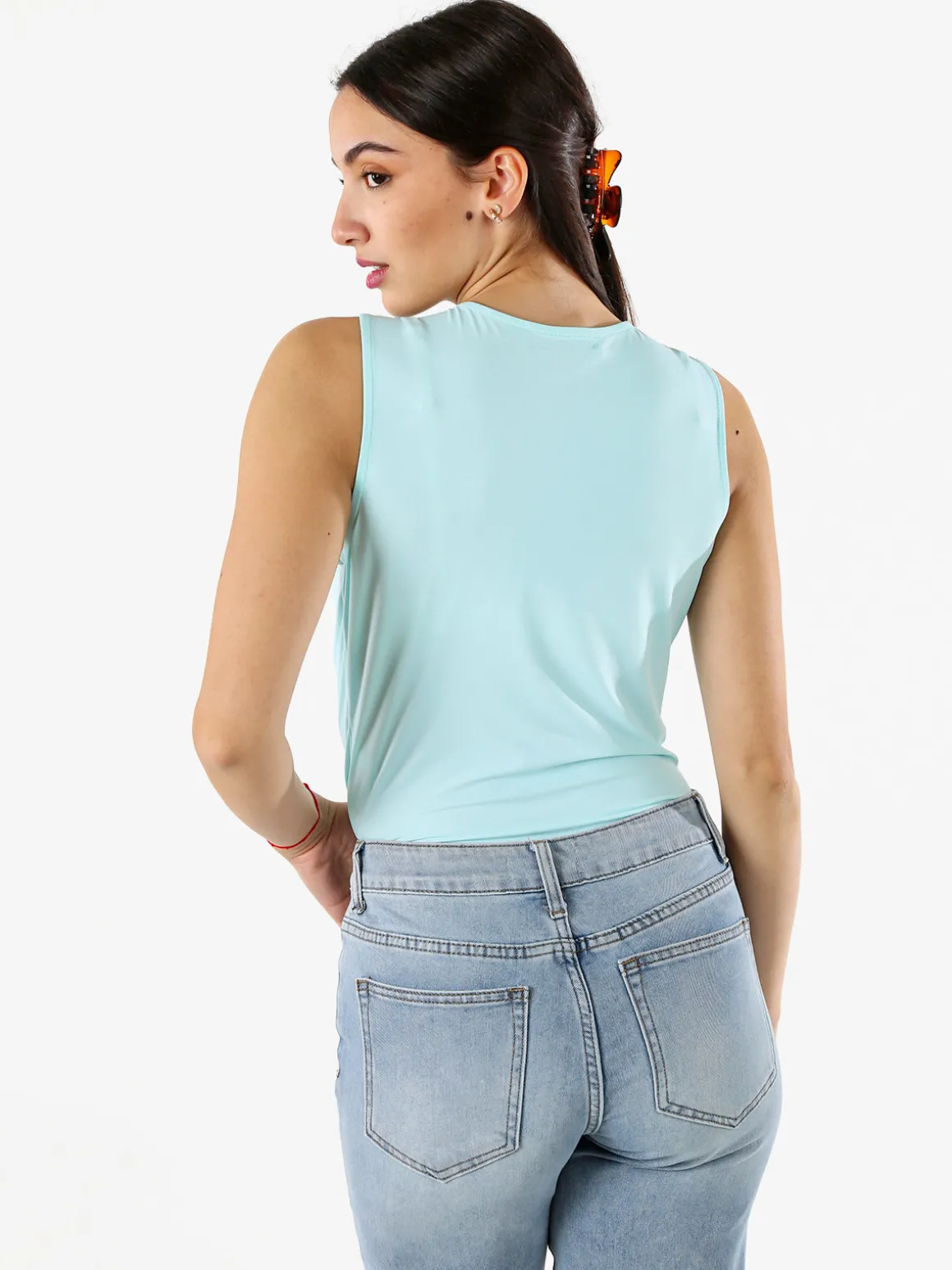 Solada Body donna smanicato con scollo a V - acqua marina
