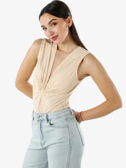 Solada Body donna smanicato con scollo a V - beige