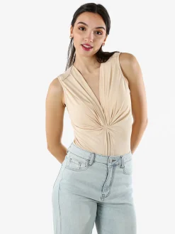 Solada Body donna smanicato con scollo a V - beige